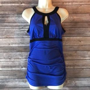 royal blue with black dress